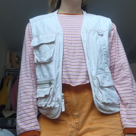 3/50$○TWIK organic beige cargo vest • M - Picture 2 of 6